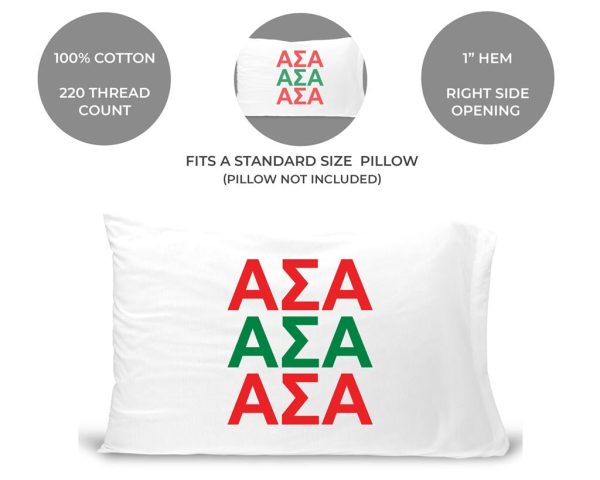 Alpha Sigma Alpha Sorority Letters in Sorority Colors Pillowcase on Sale - Image 5