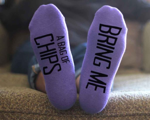Bring Me A Bag of Chips  - No Show Socks Text on Sole Online - Image 2