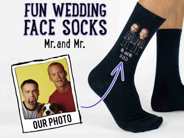 Personalized Mr. & Mr. Wedding Socks with Photos Hot on Sale
