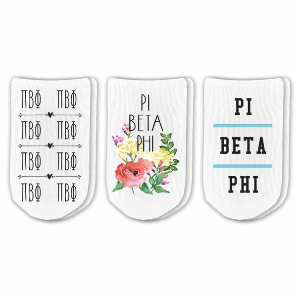 Pi Beta Phi Sorority No Show Socks 3 Pair Set Hot on Sale