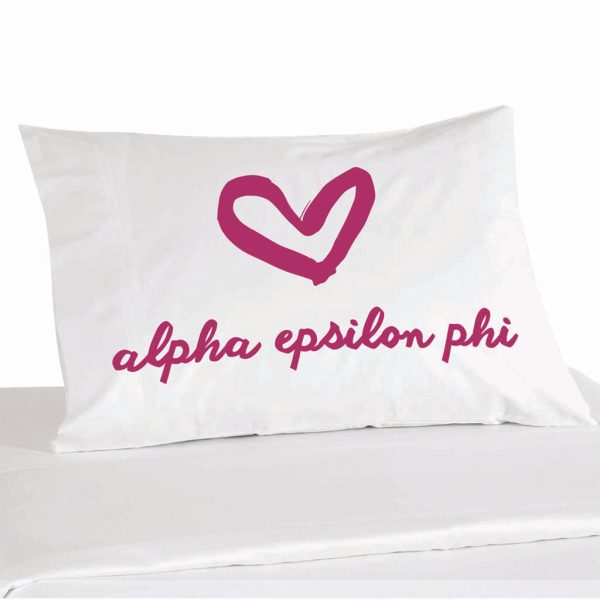Alpha Epsilon Phi Sorority Name with Heart Design on Printed Pillowcase Online