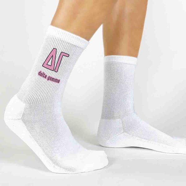 Delta Gamma Sorority Crew Socks with Name and Letters in Sorority Colors Online Hot Sale - Image 2