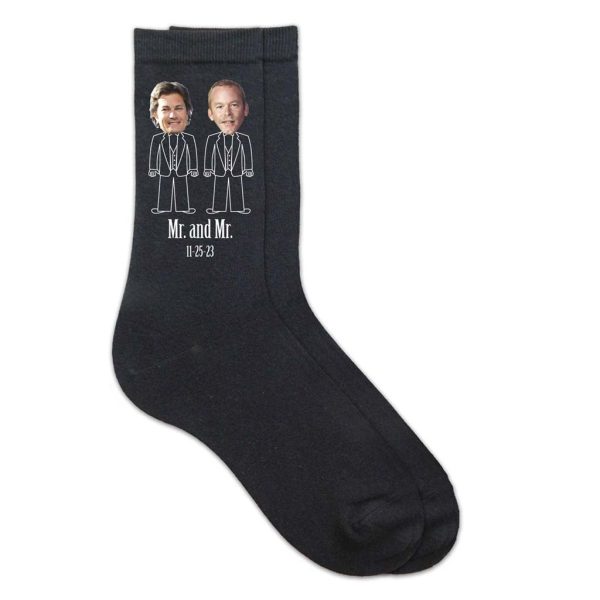 Personalized Mr. & Mr. Wedding Socks with Photos Hot on Sale - Image 4