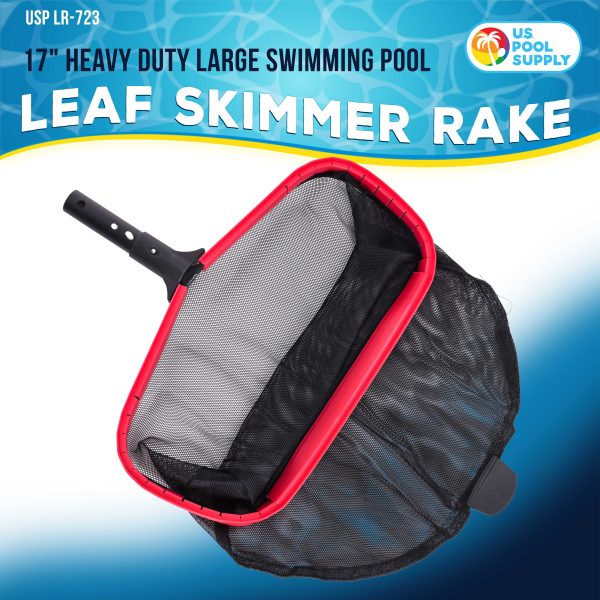 U.S. Pool Supply® Professional Heavy Duty 17  Swimming Pool Leaf Skimmer Rake with Deep Net Bag - Strong Aluminum Frame, Faster Cleaning, Debris Pickup Online Hot Sale - Image 2