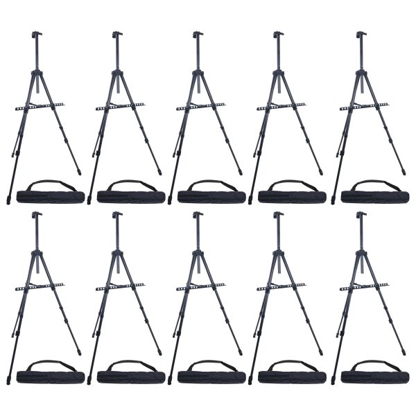 66  Sturdy Aluminum Tripod Artist Field and Display Easel Stand (Pack of 10)- Adjustable Height 20  to 5.5 Feet, Holds Up To 32  Canvas, Floor Tabletop Display Sale