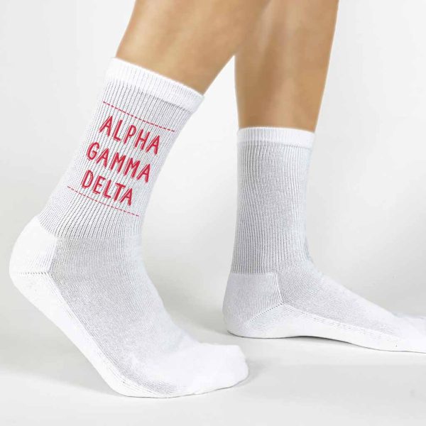 Alpha Gamma Delta Crew Socks with Alpha Gamma Delta Name in Sorority Colors For Cheap - Image 2