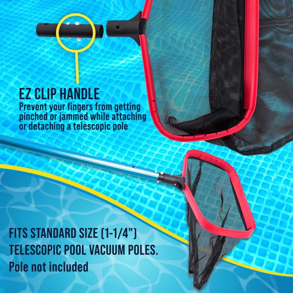 U.S. Pool Supply® Professional Heavy Duty 17  Swimming Pool Leaf Skimmer Rake with Deep Net Bag - Strong Aluminum Frame, Faster Cleaning, Debris Pickup Online Hot Sale - Image 5