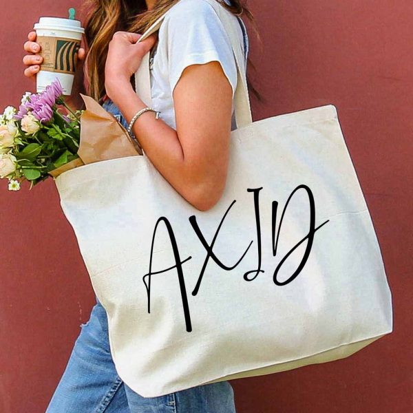Alpha Xi Delta Script Writing Nickname Canvas Tote Bag For Cheap - Image 2