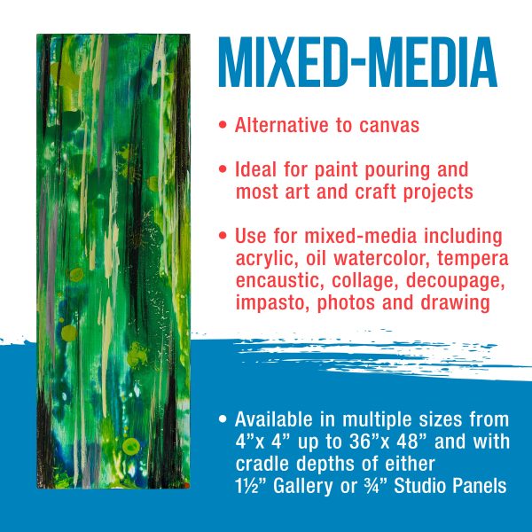 Unfinished Birch Wood Canvas Panels for Painting, 2 Pack of 8x24 inch - Artist Gallery 1-1 2  Deep, Wooden Wall - Mixed-Media Craft, Acrylic, Oil, Encaustic, Paint Pouring Cheap - Image 5