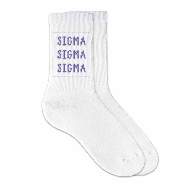 Sigma Sigma Sigma Crew Socks with Sigma Sigma Sigma Name in Sorority Colors Cheap - Image 5