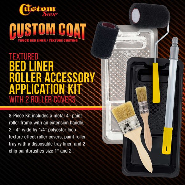 Custom Shop Texture Paint & Bedliner Roller Accessory Application Kit - Roller Frame & Covers, Tray, Brushes - Roll-On Custom Coat Truck Bed Liner Discount - Image 2