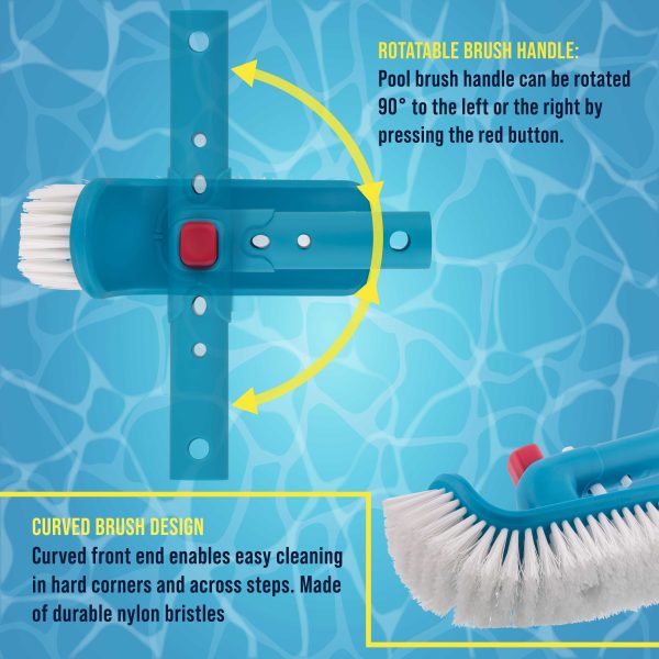 U.S. Pool Supply® Professional Pool Step and Corner Cleaning Brush with Adjustable 180 Degree Handle Rotation, Scrub Clean Swimming Pools Spas Hot Tubs Fashion - Image 4