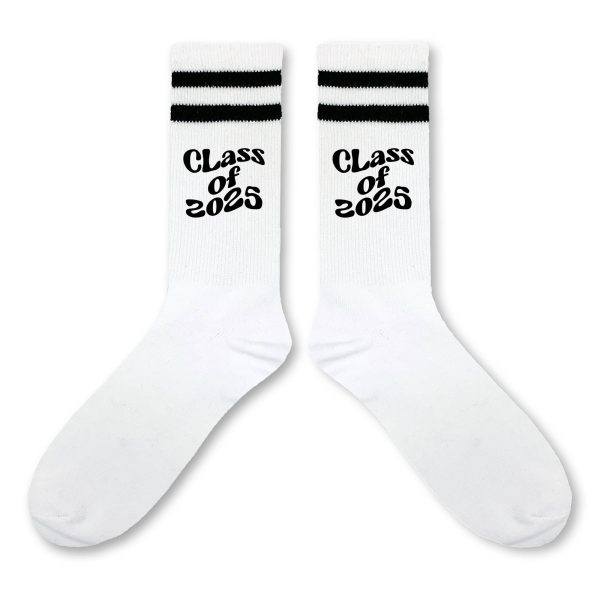 2025 Graduation Socks with Bold Black Stripes - Stylish Gift for Grads For Sale
