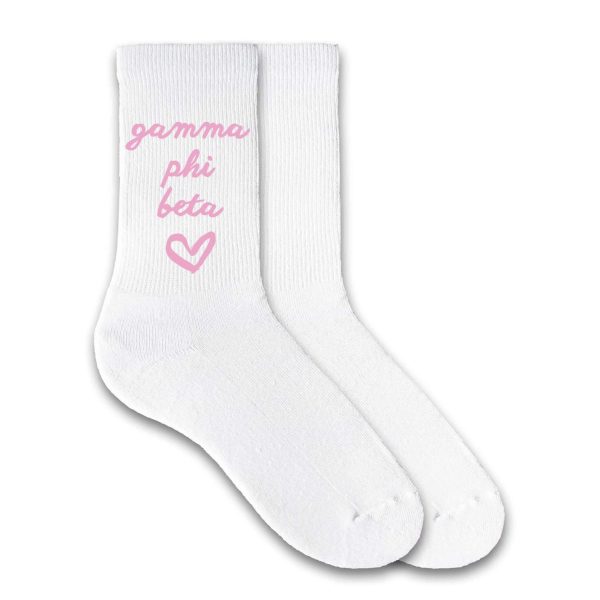 Gamma Phi Beta Sorority Heart Crew Socks For Sale