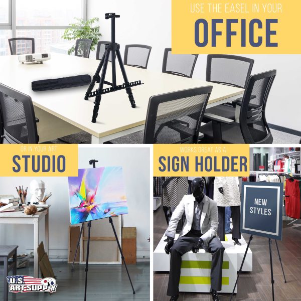 66  Sturdy Aluminum Tripod Artist Field and Display Easel Stand (Pack of 10)- Adjustable Height 20  to 5.5 Feet, Holds Up To 32  Canvas, Floor Tabletop Display Sale - Image 5